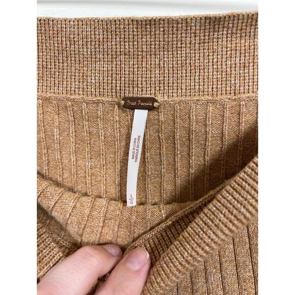 Free People Mod Faux Wrap Rib Knit Sweater Mini Skirt in Sand Brown Large - Picture 4 of 9